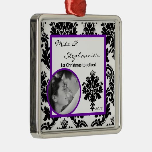 Personalisiertes Foto Ornament Schwarzer Lila Dama (Rechts)