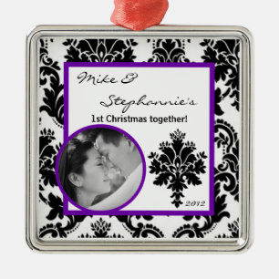 Personalisiertes Foto Ornament Schwarzer Lila Dama