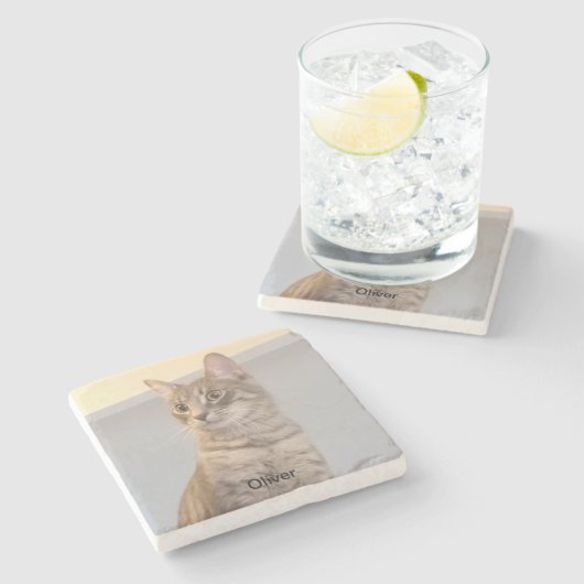 Personalisiertes Foto Ornament Stone Untersetzer (Seitenansicht)