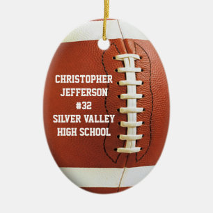 Personalisiertes Foto Oval Football Sports Ornamen Keramikornament