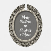 Personalisiertes Foto-Oval Ornament Aus Metall (Rückseite)