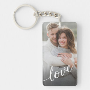 Personalisiertes Foto-Paar-Liebes-Skript Schlüsselanhänger