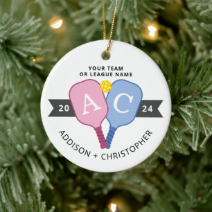 Personalisiertes Foto Paare Pickleball Ornament