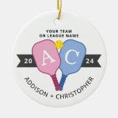 Personalisiertes Foto Paare Pickleball Ornament (Vorne)