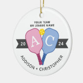 Personalisiertes Foto Paare Pickleball Ornament (Links)