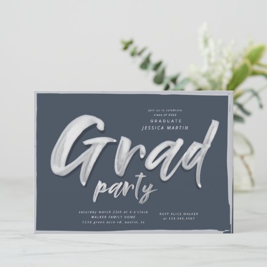 Personalisiertes Foto-Party für InkScript-Abschlus Einladung (Stehend Vorderseite)