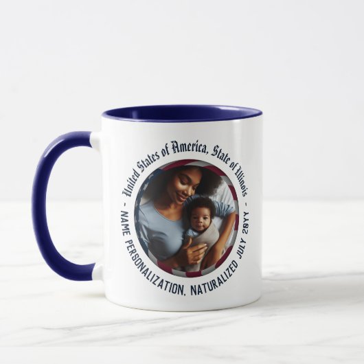 Personalisiertes Foto Patriotic American Flag Glob Tasse (Links)