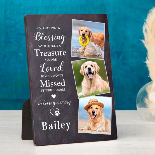 Personalisiertes Foto Pet Loss Geschenk Hund Geden Fotoplatte
