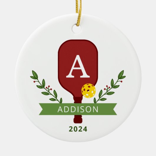 Personalisiertes Foto Pickleball Keramik Ornament (Vorne)