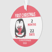 Personalisiertes Foto Pinguin Baby's First Christm Ornament (Vorderseite)