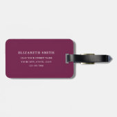 Personalisiertes Foto Pink Plum Einfach modern Gepäckanhänger (Rückseite horizontal)