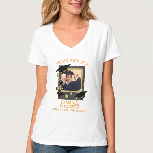 Personalisiertes Foto "Proud Mum a Graduate" T-Shirt (Vorderseite)