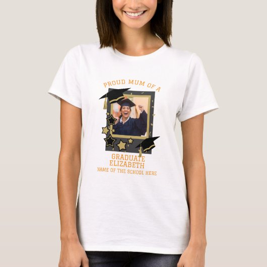 Personalisiertes Foto "Proud Mum a Graduate" T-Shirt (Vorderseite)