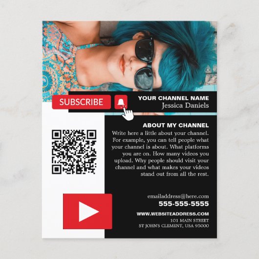 Personalisiertes Foto & QR Code, Youtube - Vlogger Flyer (Vorne)