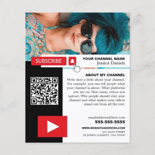 Personalisiertes Foto & QR Code, Youtube - Vlogger Flyer (Vorne)