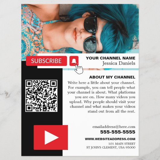 Personalisiertes Foto & QR Code, Youtube - Vlogger Flyer (Vorne)