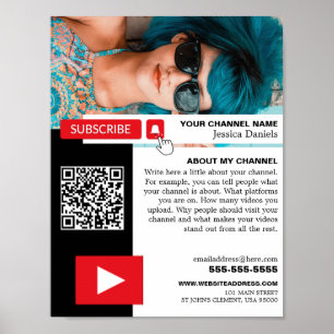 Personalisiertes Foto & QR Code, Youtube - Vlogger Poster