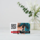 Personalisiertes Foto & QR Code, Youtube - Vlogger Visitenkarte (Stehend Vorderseite)