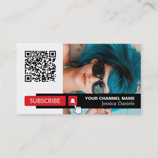 Personalisiertes Foto & QR Code, Youtube - Vlogger Visitenkarte (Vorderseite)