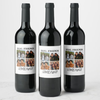 Personalisiertes Foto "Real Friends noch vorhanden Weinetikett