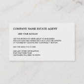 Personalisiertes Foto, Realtor, Anwesen Agent Visitenkarte (Rückseite)
