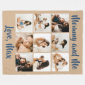 Personalisiertes Foto Retro Beige Blue Mommy and M Fleecedecke (Vorderseite (Horizontal))