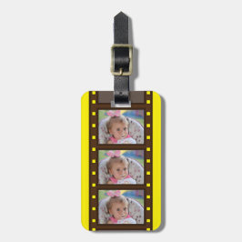 Personalisiertes Foto Retro-Filmstreifen in Gelb Gepäckanhänger