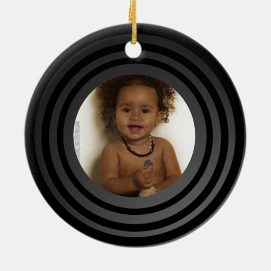 Personalisiertes Foto Retro Vinyl Album Keepake Keramik Ornament (Hinten)