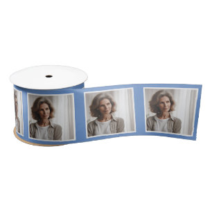 Personalisiertes Foto Ribbon White Cornblume Blau Satinband
