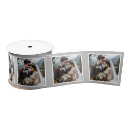 Personalisiertes Foto Ribbon White Silver Wedding Satinband