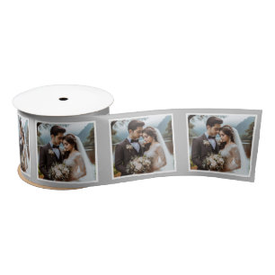 Personalisiertes Foto Ribbon White Silver Wedding Satinband