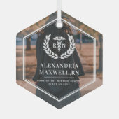 Personalisiertes Foto RN Nursing School Abschluss Ornament Aus Glas (Vorderseite)