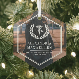 Personalisiertes Foto RN Nursing School Abschluss Ornament Aus Glas