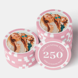 Personalisiertes Foto rosa 250-Wert-Spiel Pokerchips