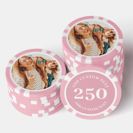 Personalisiertes Foto rosa 250-Wert-Spiel Pokerchips (Stapel)