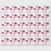 Personalisiertes Foto Rosa Blumenschrift Mama Herz Geschenkpapier (Flach)