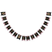 Personalisiertes Foto Rosa Blütenschwarz Geburtsta Wimpelkette (Alle)