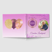 Personalisiertes Foto Rosa Glitzer, 100. Geburtsta Gästebuch (Voll)