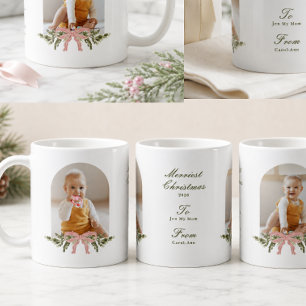 Personalisiertes Foto Rosa Schleife Grünzeug Weihn Kaffeetasse