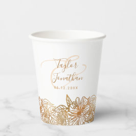 Personalisiertes Foto Rose Gold Blume Chic Hochzei Pappbecher