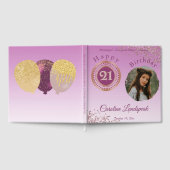 Personalisiertes Foto Rose Gold Glitzer 21. Geburt Gästebuch (Voll)