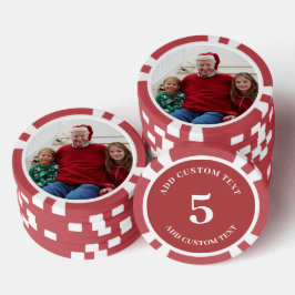 Personalisiertes Foto Rot Nummer 5 Spiel Pokerchips