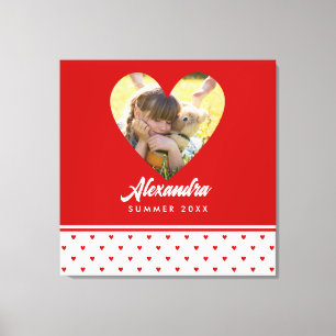 Personalisiertes Foto Rotes Herz Rahmen Modern Geb Leinwanddruck