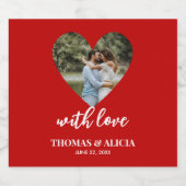 Personalisiertes Foto Rotes Herz Rahmen Moderne Ho Bierflaschenetikett (Einzelnes Label)