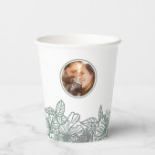 Personalisiertes Foto Sage Green Blume Nice Weddin Pappbecher (Rückseite)