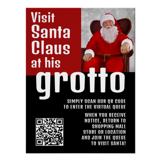 Personalisiertes Foto, Santa besuchen, QRCode Queu Poster (Vorderseite)