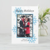 Personalisiertes Foto Schneeflocke Ferienkarte Feiertagskarte (Stehend Vorderseite)