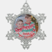 Personalisiertes Foto Schneeflocken Zinn-Ornament (Vorderseite)