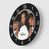 Personalisiertes Foto Schwarz/Weiß Große Wanduhr (Winkel)