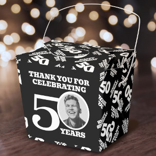 Personalisiertes Foto schwarz weiß zum 50. Geburts Geschenkschachtel